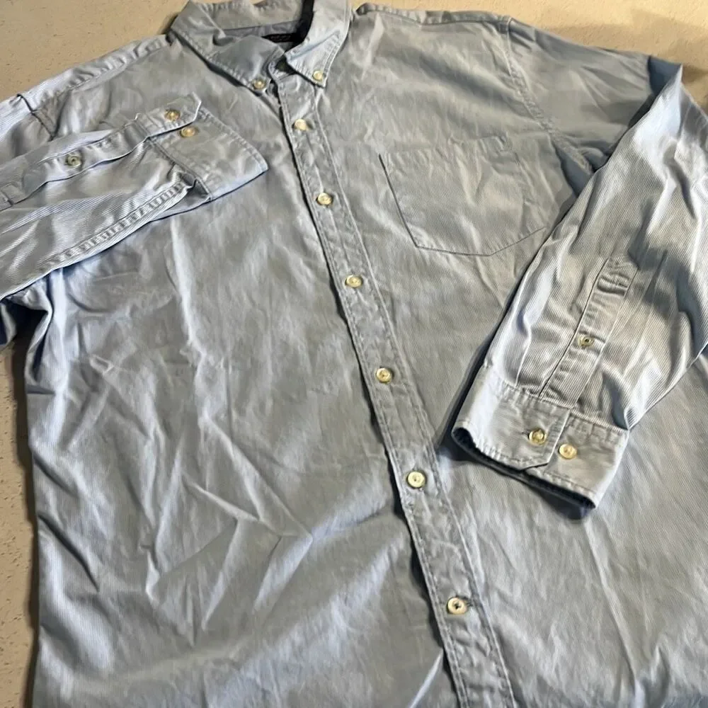 Banana Republic Striped Light Blue Grant Fit Button Down Mens Large